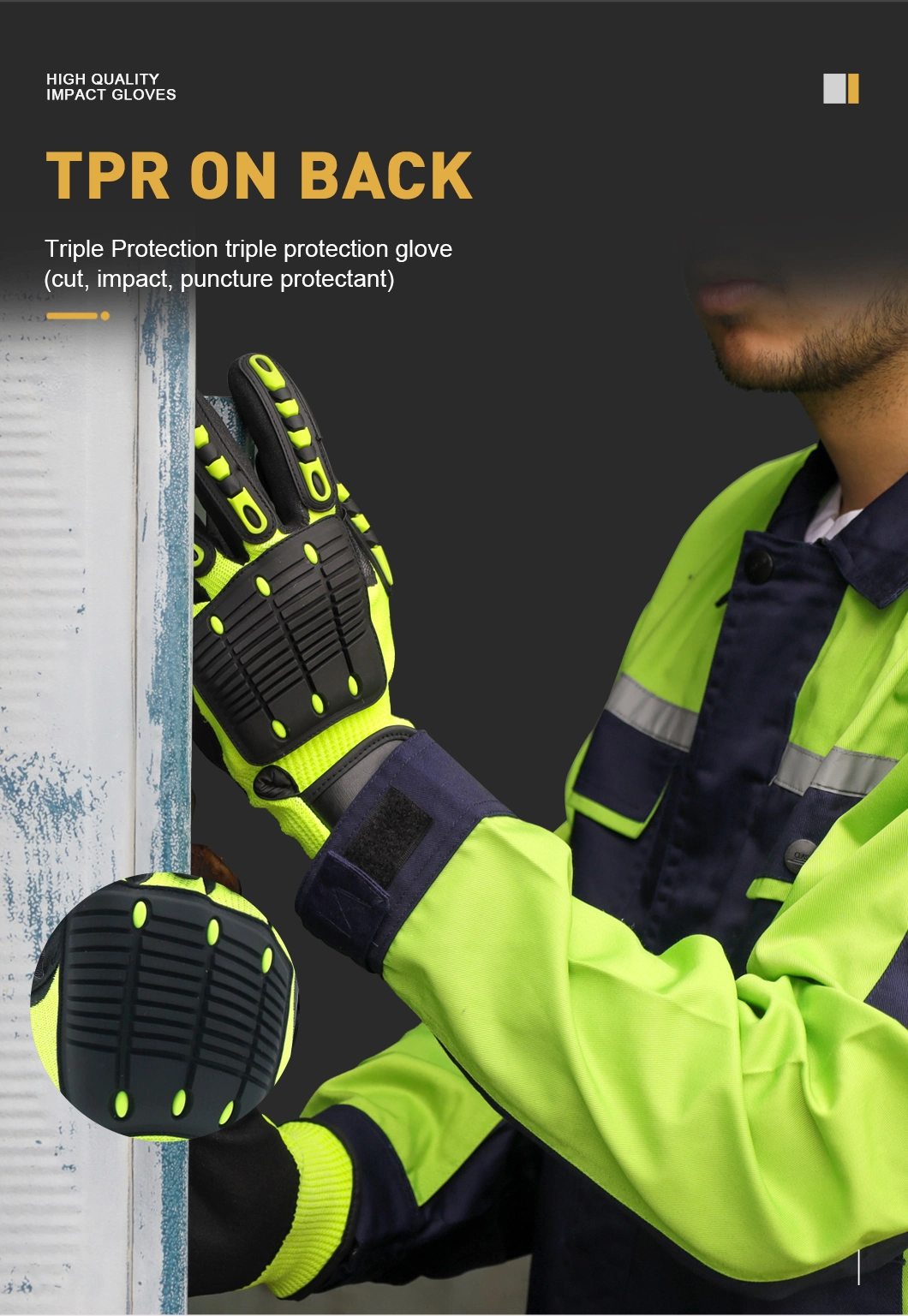 Premium Quality Mechanic Gloves for Industrial Work Protection Leather Safety TPR Impact Resistant Mechanical Heavy Duty Gloves