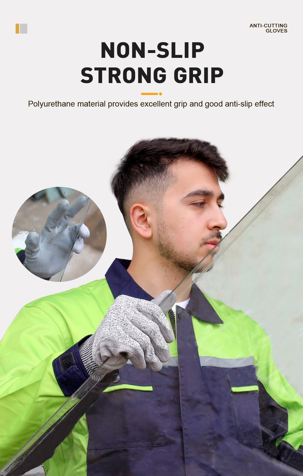 CE Hppe Seamless Hand Protect Mechanic Work Safety Working White PU Anti Cut Proof White Cut Resistant Labor Glove