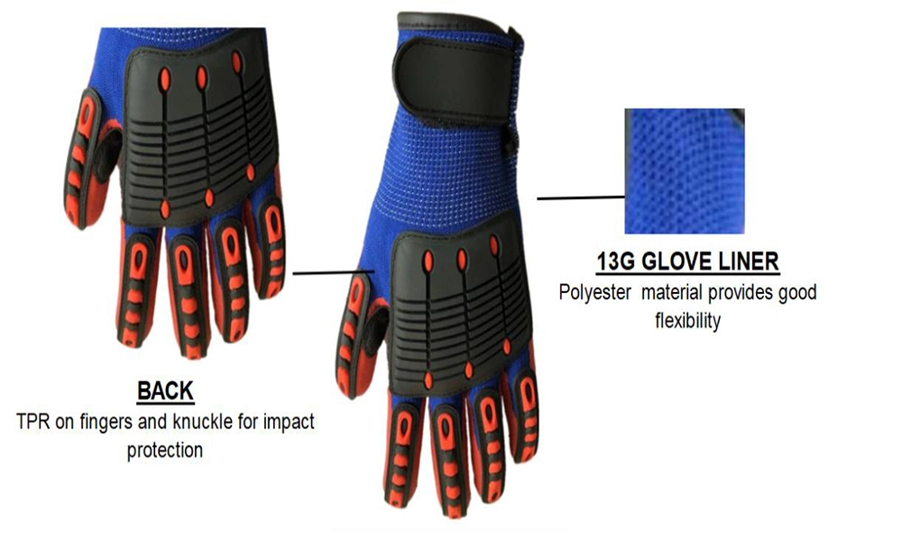 13G Cut and TPR Impact Resistant Hand Protection Labor Work Safety Gloves