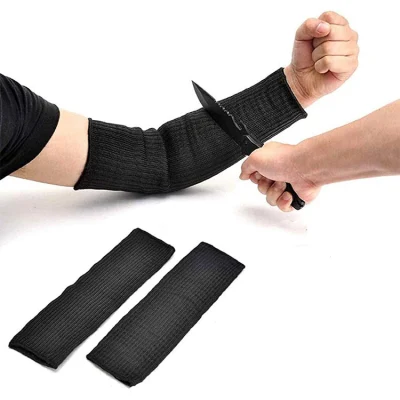 Brazales protectores a prueba de pinchazos Seguridad contra la abrasión Mangas largas resistentes a cortes en negro