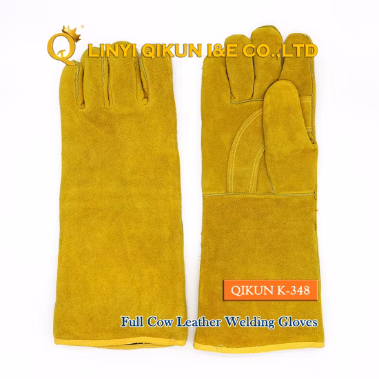 K-347 Guantes de soldadura industrial de protección laboral de seguridad laboral de cuero de vaca completo