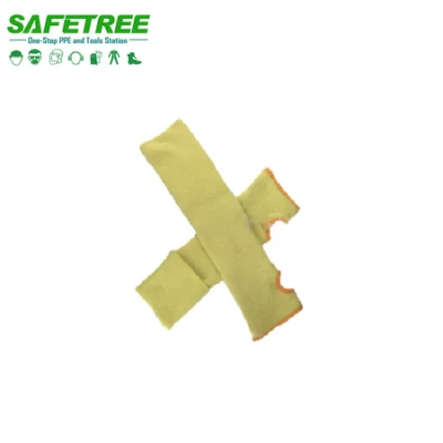 Safetree CE En388 Mangas de seguridad resistentes a cortes de nivel 5 de revestimiento de aramida de punto sin costuras