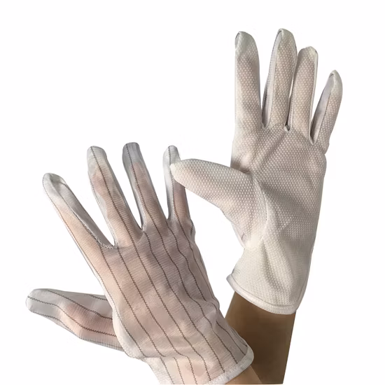 Guantes de trabajo con puntos de PVC antiestático para salas limpias despojados de ESD